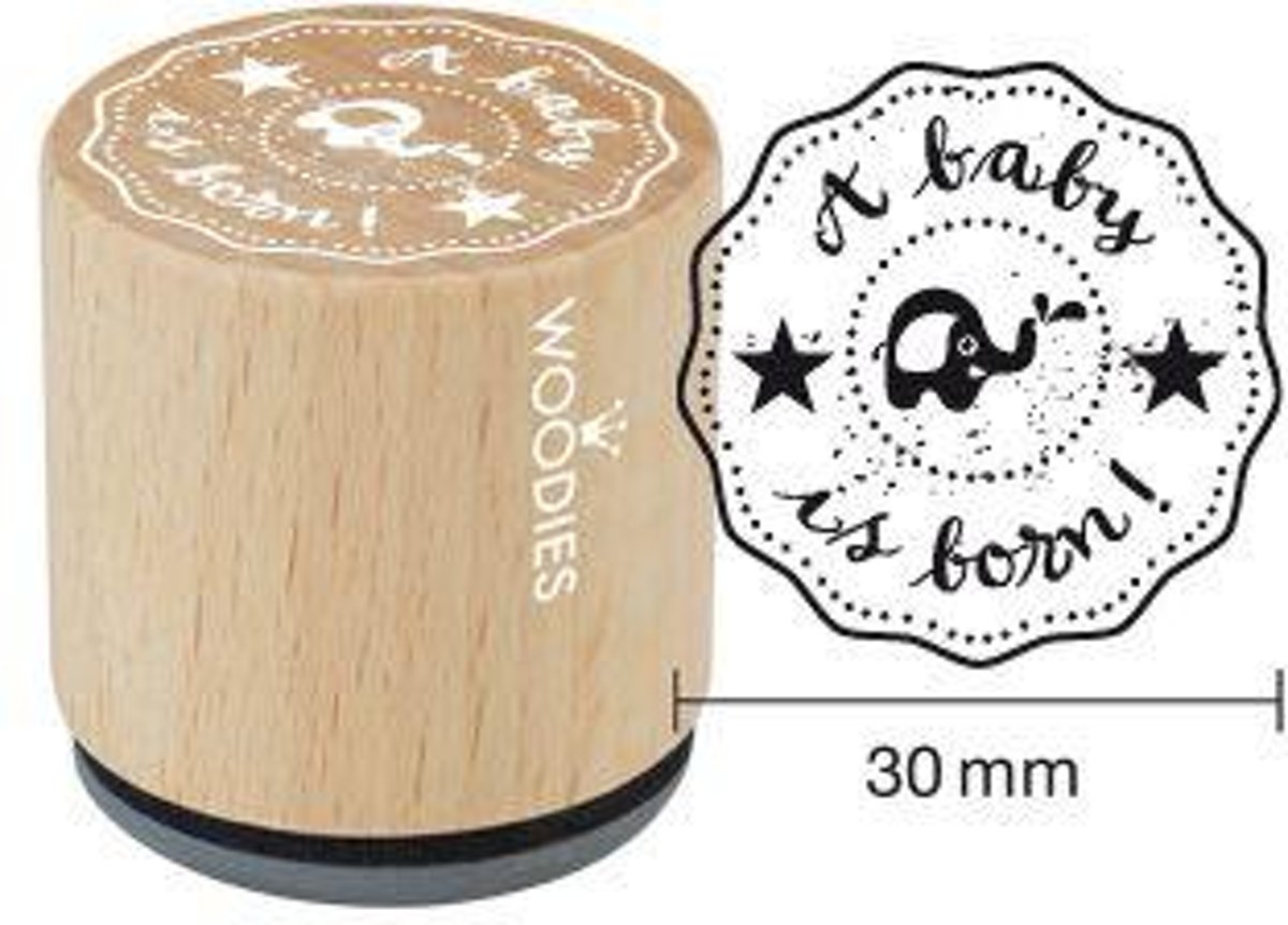 Hobbystempel | Houten geboorte stempel Woodies | A baby is born